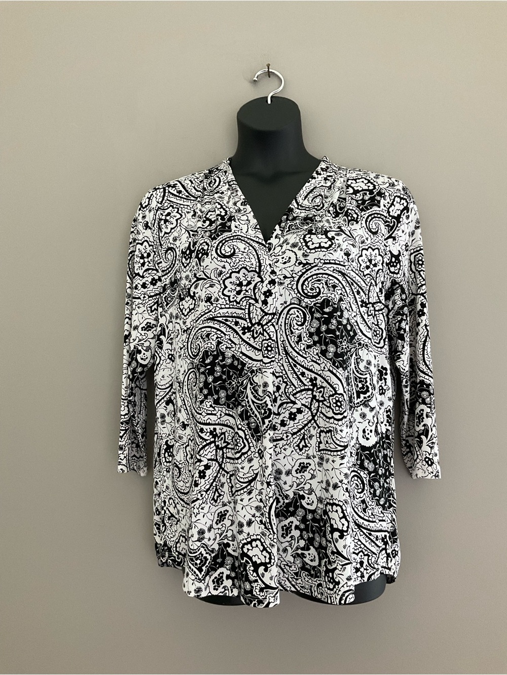 Charter Club, Black & White, Patterned Blouse